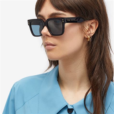 gucci quilted blue lens sunglasses|Gucci reflective sunglasses.